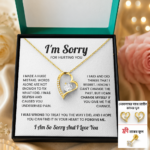 I’m Sorry Gifts For Her, Love Necklace, Earring, Nose Pin With Customized Message Card